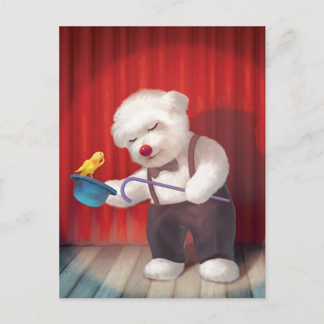 Smile Pup: Magical Circus Magician Bichon Announcement Postcard (Front)