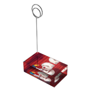 Smile Pup: Magical Circus Magician Bichon Place Card Holder