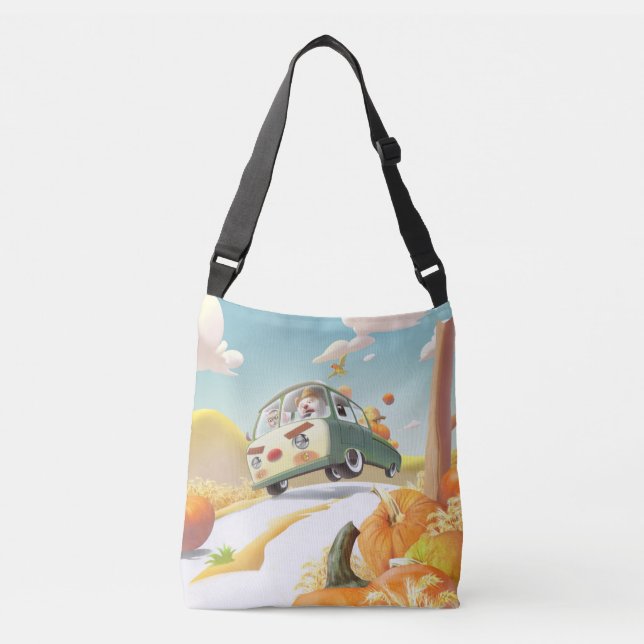 Smile Pup & Miss Meow: Pumpkin Harvest Trip Crossbody Bag (Front)