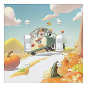 Smile Pup & Miss Meow: Pumpkin Harvest Trip Light Switch Cover