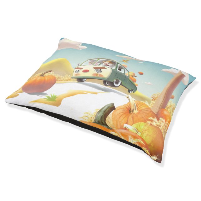 Smile Pup & Miss Meow: Pumpkin Harvest Trip Pet Bed (Angled)