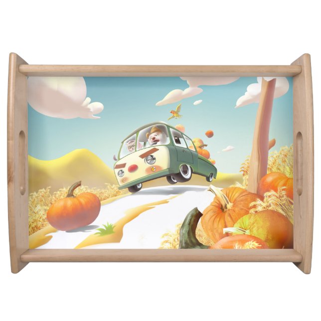 Smile Pup & Miss Meow: Pumpkin Harvest Trip Serving Tray (Front)