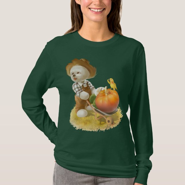 Smile Pup & Miss Meow: Pumpkin Harvest Trip T-Shirt (Front)