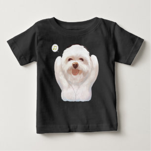 Smile Pup: Music Vibes Smiling Bichon Art Baby T-Shirt