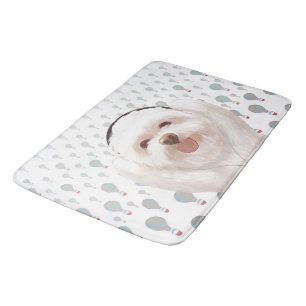Smile Pup: Music Vibes Smiling Bichon Art Bath Mat