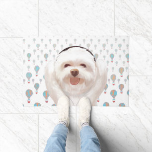 Smile Pup: Music Vibes Smiling Bichon Art Doormat