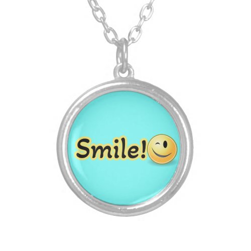 Smile Quote  Silver Plated Necklace