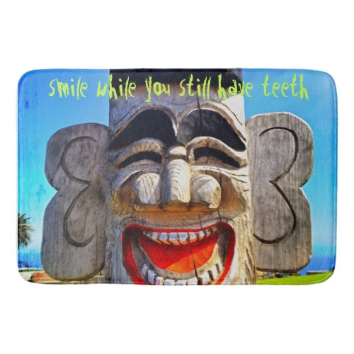 Smile Quote Typography Laughing Teeth Totem Photo Bath Mat