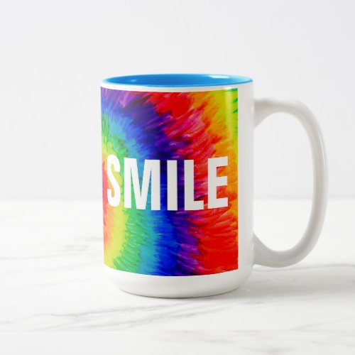 SMILE Rainbow Tie_Dye Two_Tone Mug 15 oz Two_Tone Coffee Mug