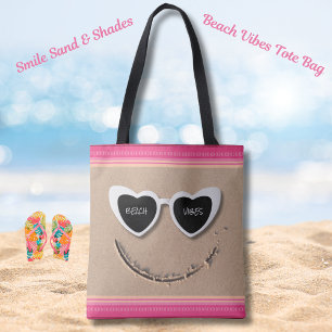 Smile Sand & Shades Beach Vibes Summer Tote Bag