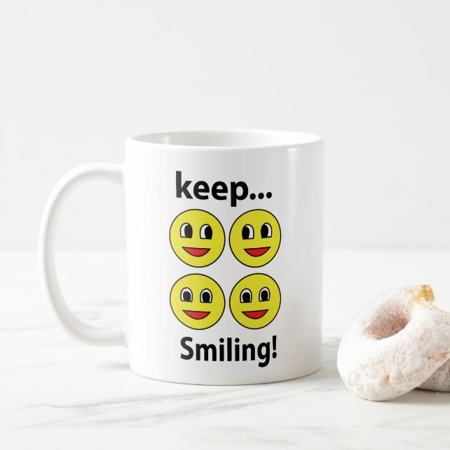 Smile Smiling Face Keep Smiling Smile Coffee Mug (With Donut)