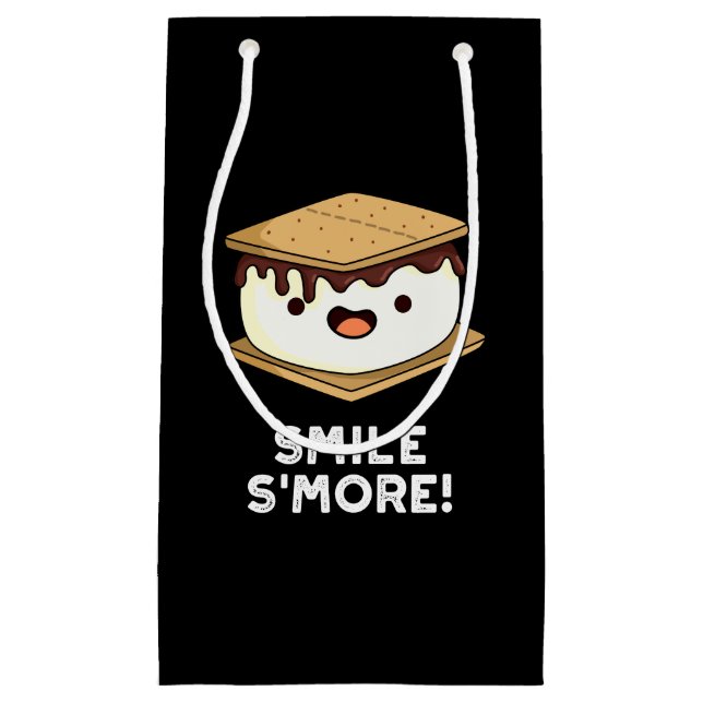 Smile Smore Funny Sweet Food Pun Dark BG Small Gift Bag (Front)