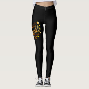 Smile Sparkle Shine Black Gold Ladies Leggings
