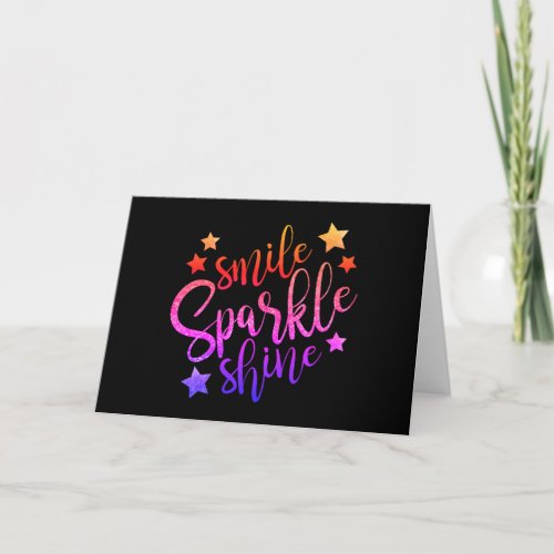 Smile Sparkle Shine Black Multi Coloured Quote Card