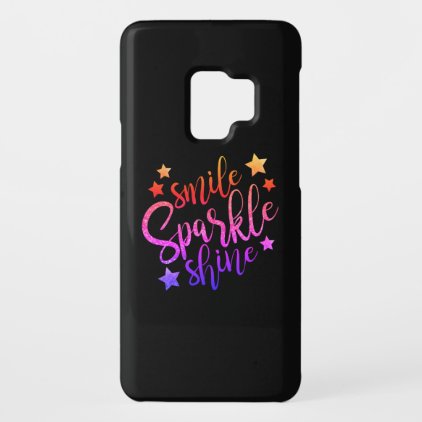 Smile Sparkle Shine Black Multi Coloured Quote Case-Mate Samsung Galaxy S9 Case