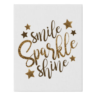 Smile Sparkle Shine glitter Faux Canvas Print