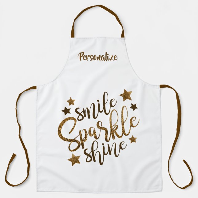 Smile Sparkle Shine Quote Positive Affirmation Apron (Front)