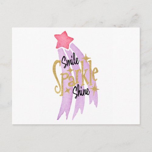 Smile Sparkle Shine Star Word Art Postcard