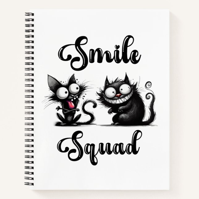 Smile Squad with Funny Cats Design Notebook (Front)