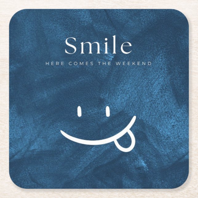 Smile Square Paper Coaster (Front)