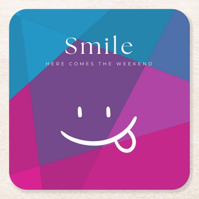 Smile Square Paper Coaster (Front)