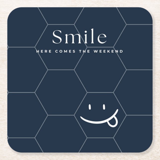 Smile Square Paper Coaster (Front)