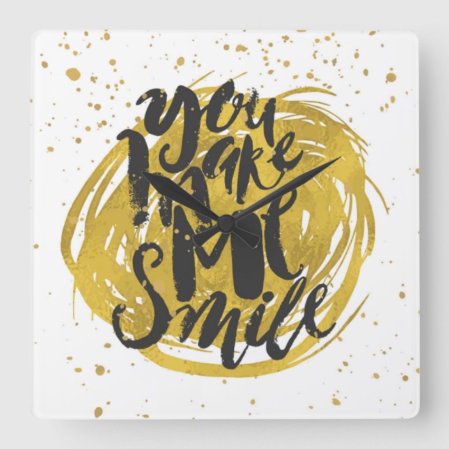 Smile Square Wall Clock (Front)