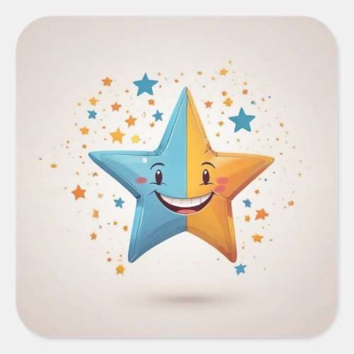 Smile Star Square Sticker