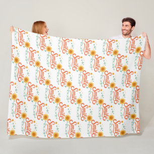 Smile Sunflower Fleece Blanket Positive Vibes