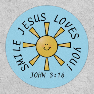 Smile Sunshine Jesus Loves You Yellow Blue Patch