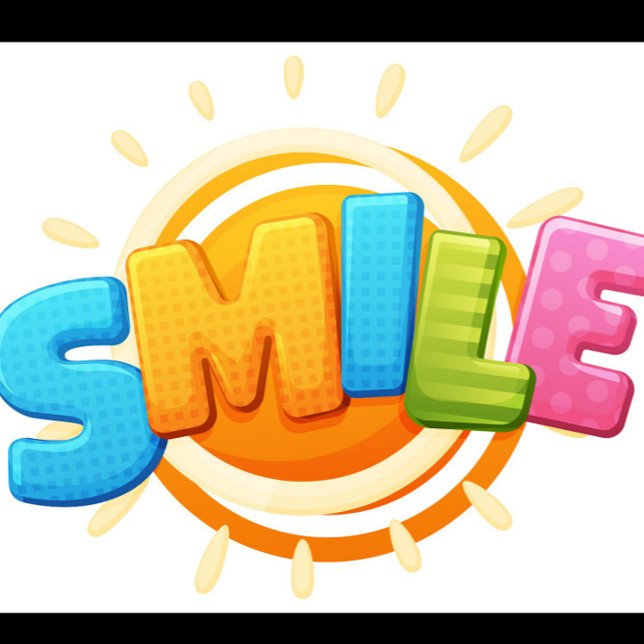 Smile T-Shirt (Cartoon illustration of the word "SMILE" in colorful, blocky letters.)