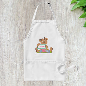 Smile Teddy Bear Adult Apron by spudcreative at Zazzle