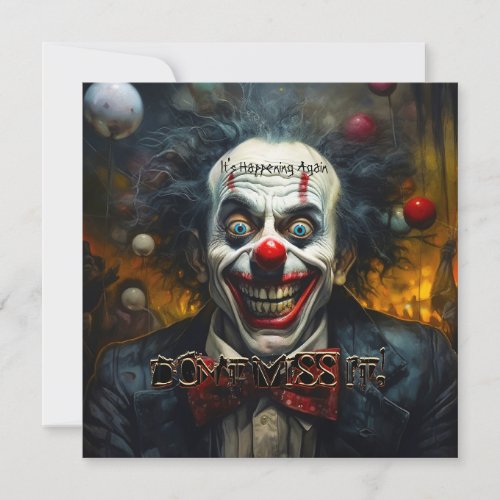 Smile The Clown Adult Halloween Party Invitation