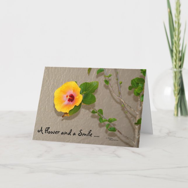 Smile thinking of you Flower Greeting Card (Front)