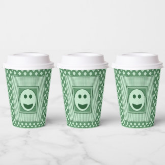 Smile Tile Party Paper Cups in Green