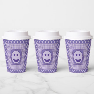 Smile Tile Party Paper Cups in Purple