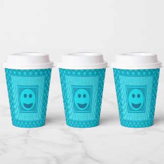 Smile Tile Party Paper Cups in Teal