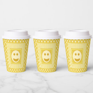 Smile Tile Party Paper Cups in Yellow