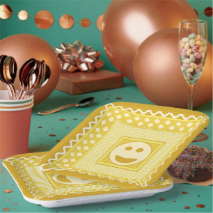 Smile Tile Party Plates in Yellow