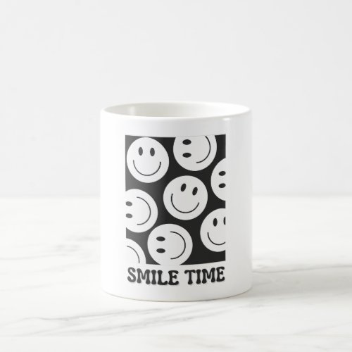 Smile Time Black and White Emoji or Silhouette Coffee Mug