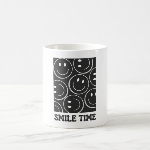 Smile Time Black and White Emoji or Silhouette Coffee Mug