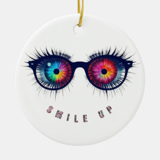 Smile up glasses ceramic ornament