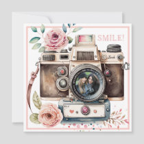 Smile | Vintage Camera  Birthday Photo Card