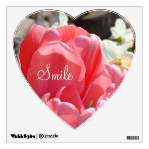 Smile wall decals Heart shape Pink Tulip Flowers