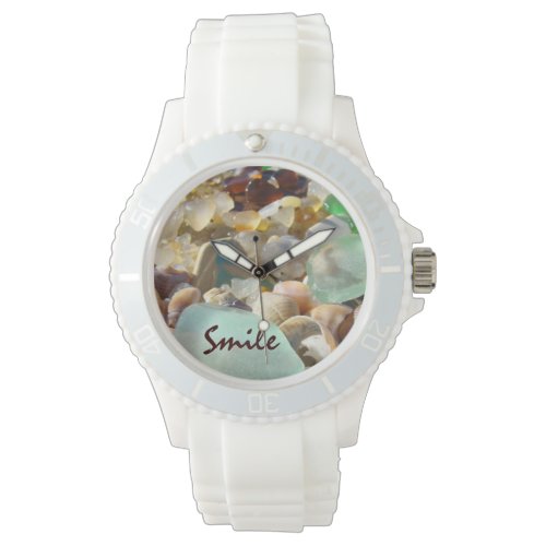 Smile Watches custom Blue Seaglass Agates Shells