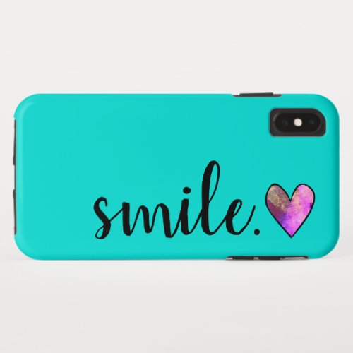 SMILE _ Watercolor Heart iPhone XS Max Case