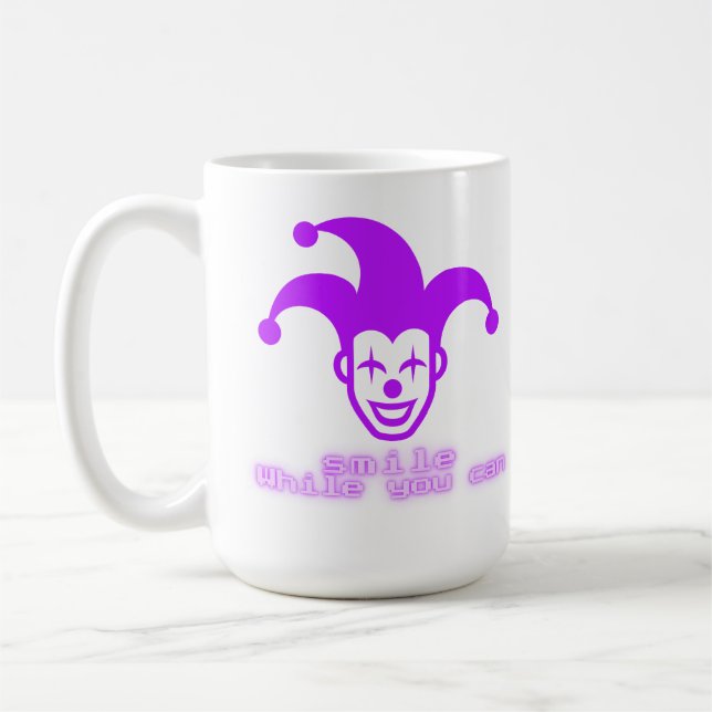 Smile while You Can _ Neon Joker Streetwear Design Coffee Mug (Left)