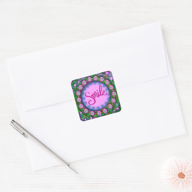 Smile Whimsical Purple Fun Inspirivity Stickers (Envelope)