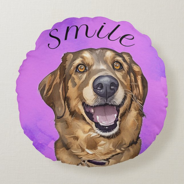 Smile With A Puppy keychain Round Pillow (Front)