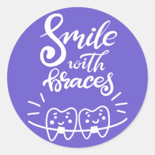 Smile With Braces Smiling Teeth Classic Round Sticker
